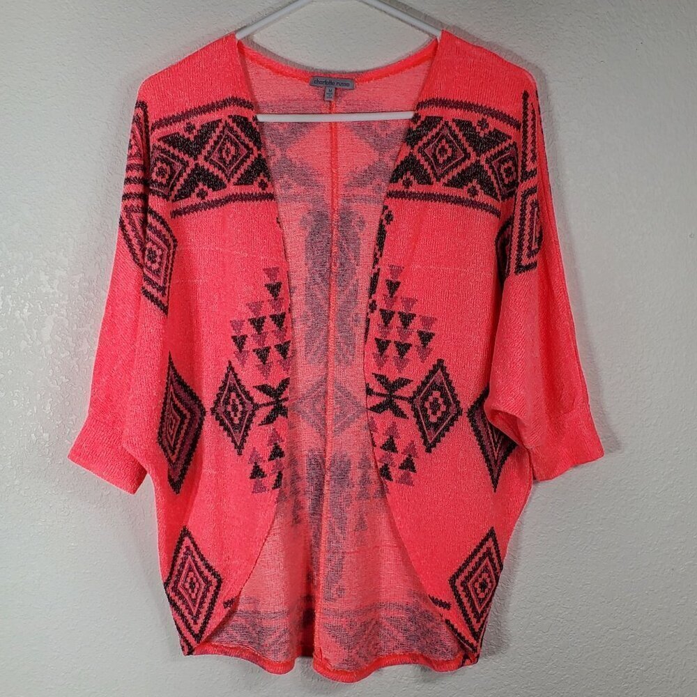 Charlotte Russe Womens Medium Tribal Aztec Cardigan Kimono Sweater Open Front